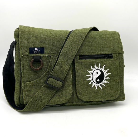 Yin Yang Embroidered Laptop Messenger Bag - Picture 1 of 15